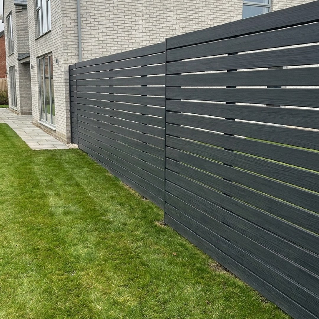 Grey composite fence panels