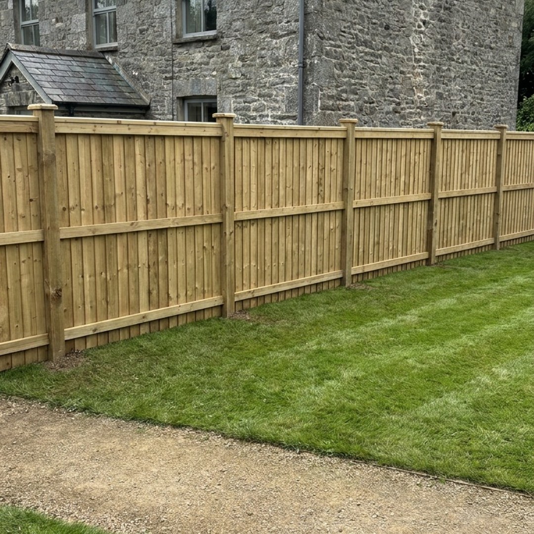 Feather-edge garden fence