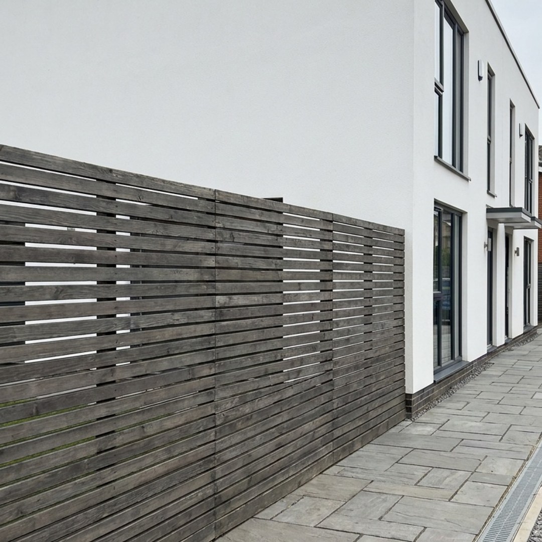 Contemporary slatted timber fence